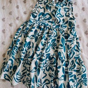 Stylish Teal Leaf Pattern Kids Dress